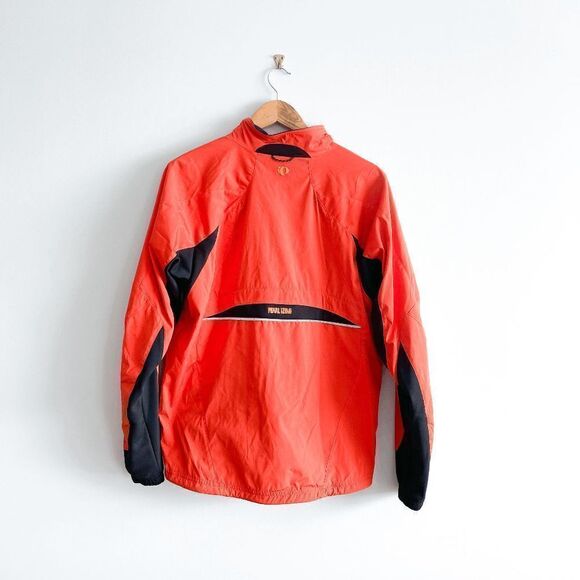 Pearl iZumi Mens Windbreaker Jacket Pullover Long Sleeve Orange Black Medium - Picture 2 of 11